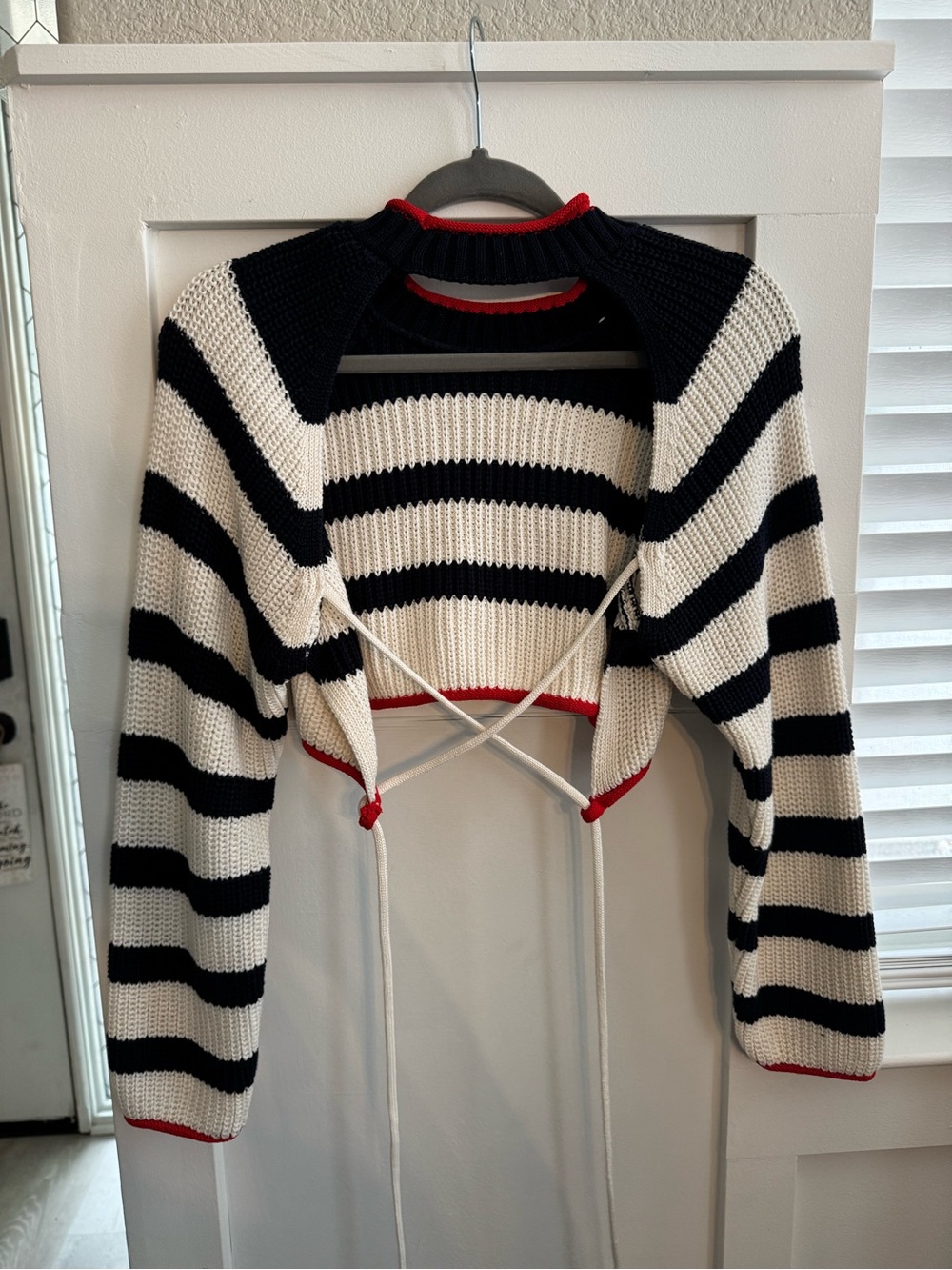 Zara Striped Open Back Cropped Sweater - Picture 5 of 8